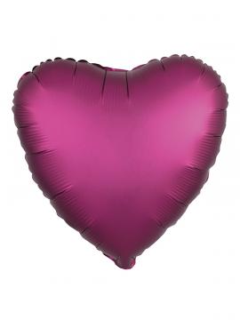 FOLIJA BALON HEART SILK LUSTRE POMEGRANATE