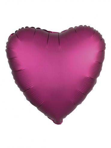 FOLIJA BALON HEART SILK LUSTRE POMEGRANATE
