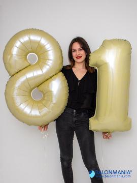 BALON ŠTEVILKA BELO - ZLATA, NA HELIJ