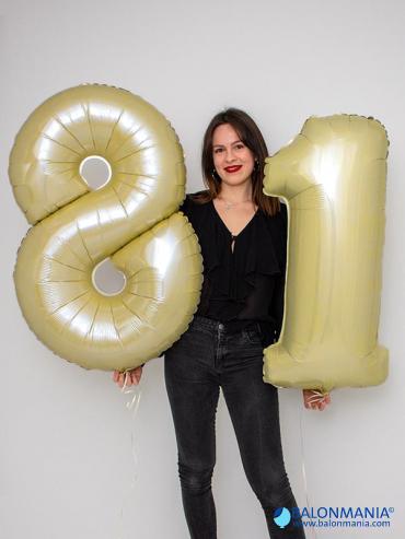 BALON ŠTEVILKA BELO - ZLATA, NA HELIJ