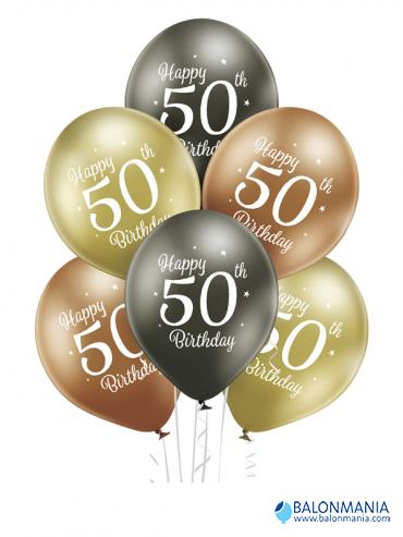 Balon 50 rojstni dan glossy, lateks (6 kom)