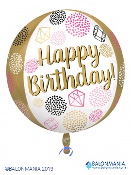 Balon Happy birthday dragulji krogla 3D