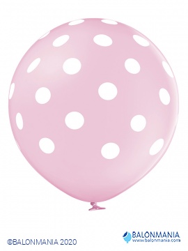 Balon roza pikice, lateks (1 kom)