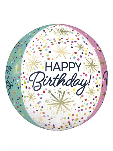Balon ORBZ Happy Birthday Confetti
