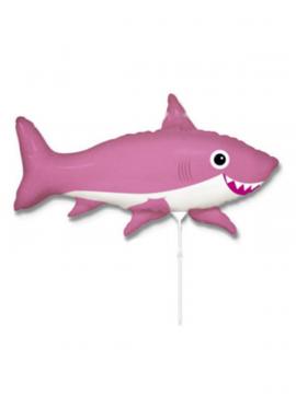 FOLIJA BALON HAPPY SHARK PINK MINI
