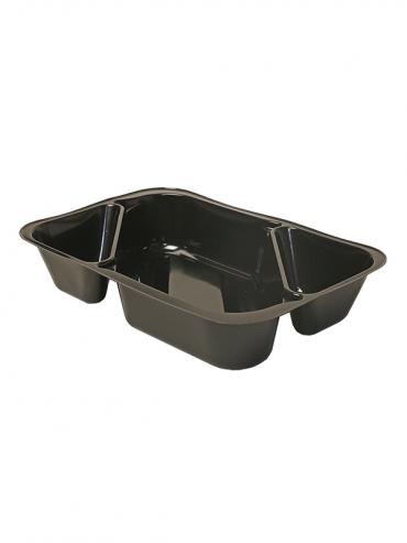 Grannys črna plastična posodica – 3 predelki