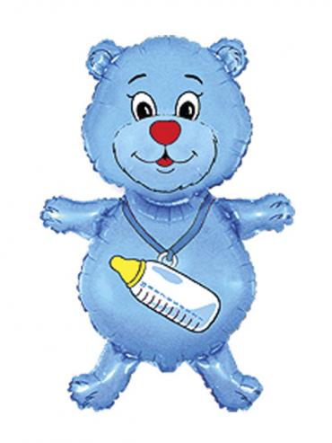 FOLIJA BALON BOTTLE BEAR BLUE